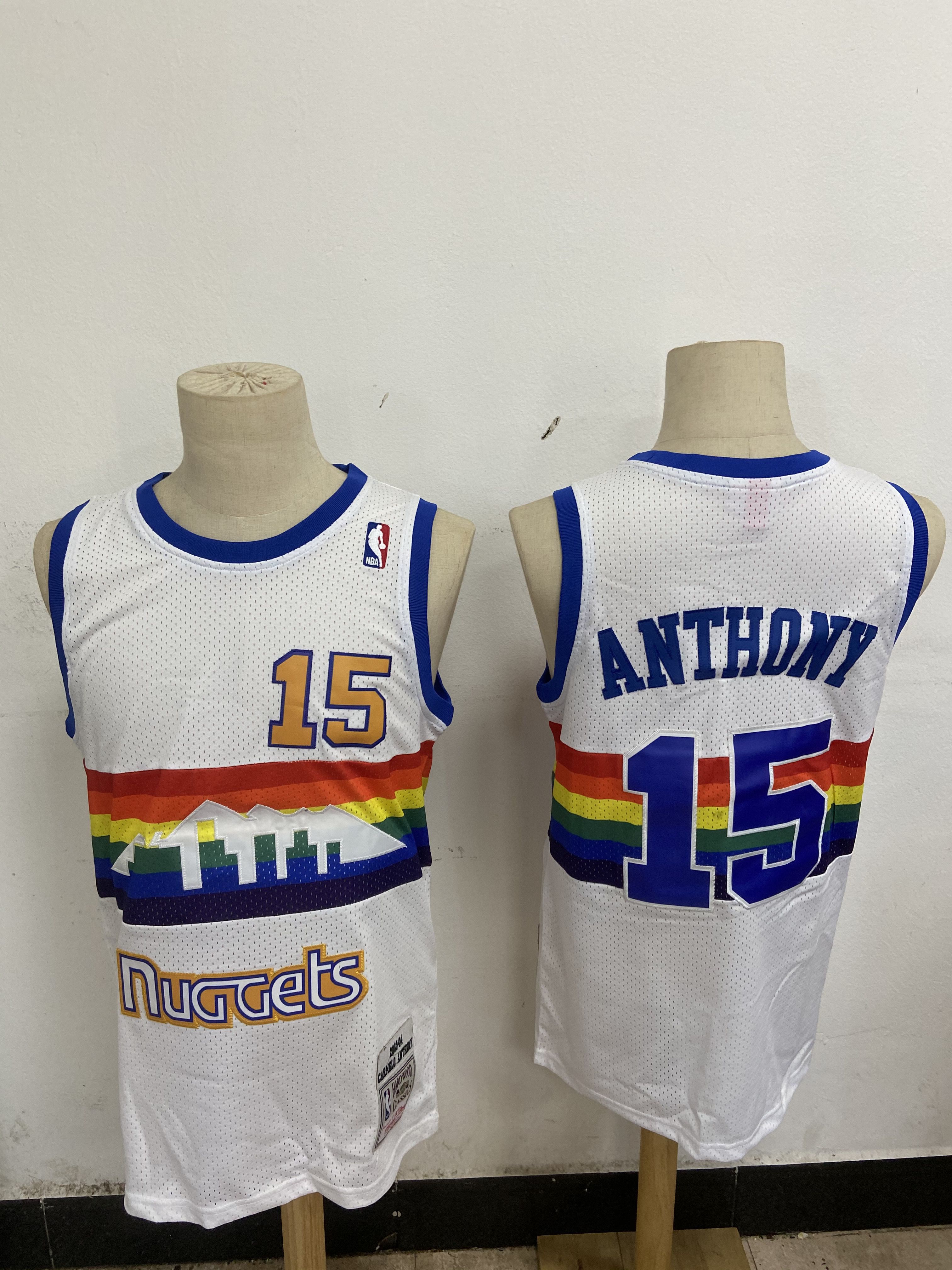 Men Denver Nuggets #15 Anthony White mesh Throwback NBA Jerseys